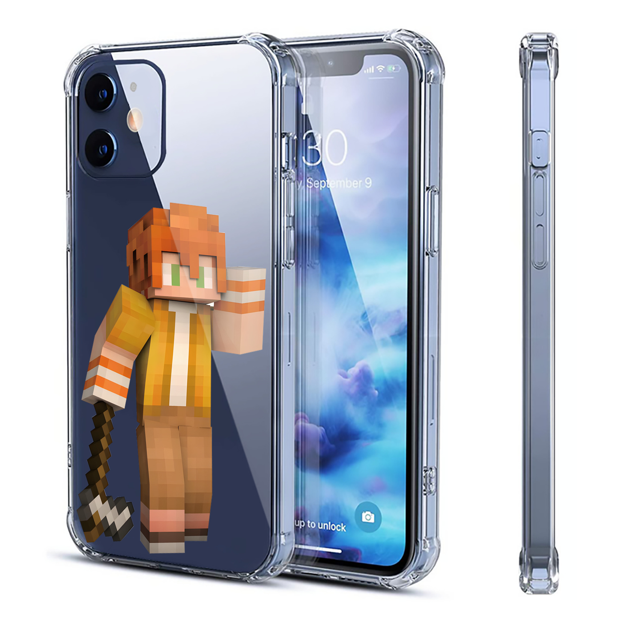 （画像用） マインクラフト ブロックの世界 Minecraft MC Block world 【iPhone 12シリーズ対応】透明スマホケース（クリアソフトケース）
